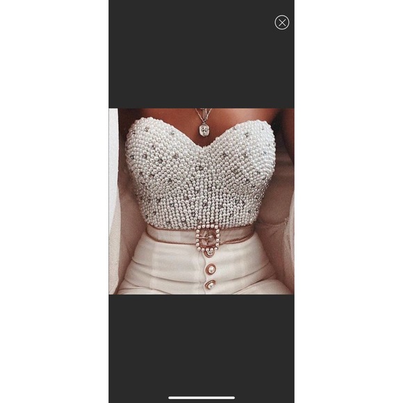 Gorgeous White Pearl Diamond Crystal Bustier - Picture 1 of 8